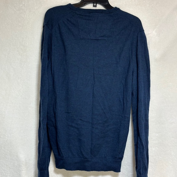 Calvin Klein Sweater Men's LG Blue Long Sleeve Pullover Extra Fine Merino Wool - Picture 3 of 6